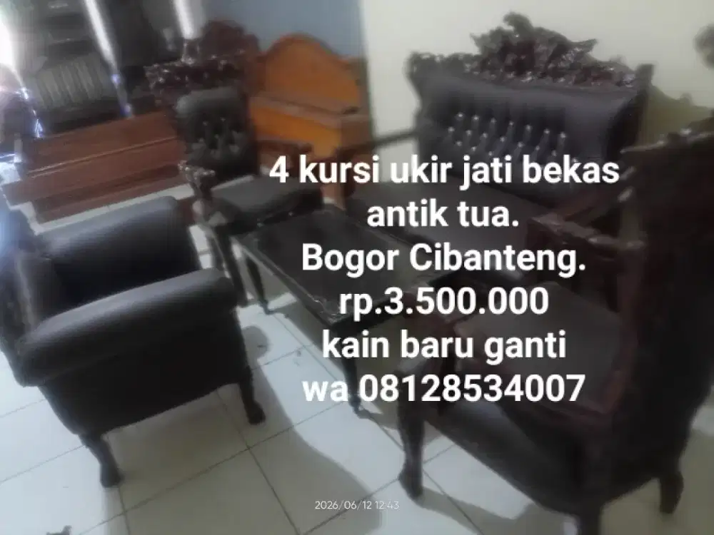 4 kursi antik ukir kayu jati sofa kain baru diganti bekas sperti baru