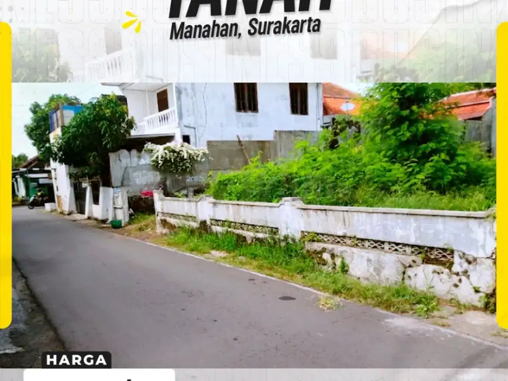 Tanah Kavling Luas Premium Sangat Strategis Siap Bangun di Gremet Manahan Banjarsari Surakarta