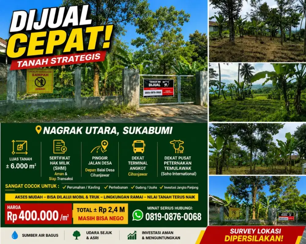 Tanah SHM 6000 Best view Sukabumi