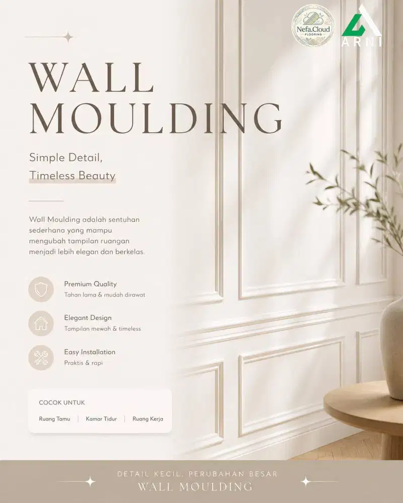 List Wall Moulding PVC Ukiran Dinding Panjang 2,4meter - Mudah Pasang