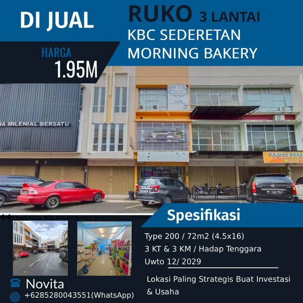 Ruko 3 lantai siap pakai di KBC sederetan Morning Bakery - Batam Cente