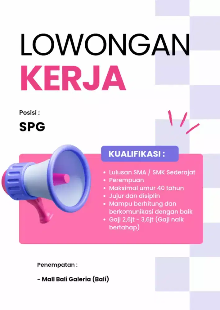 SPG AKSESORIS (URGENT)