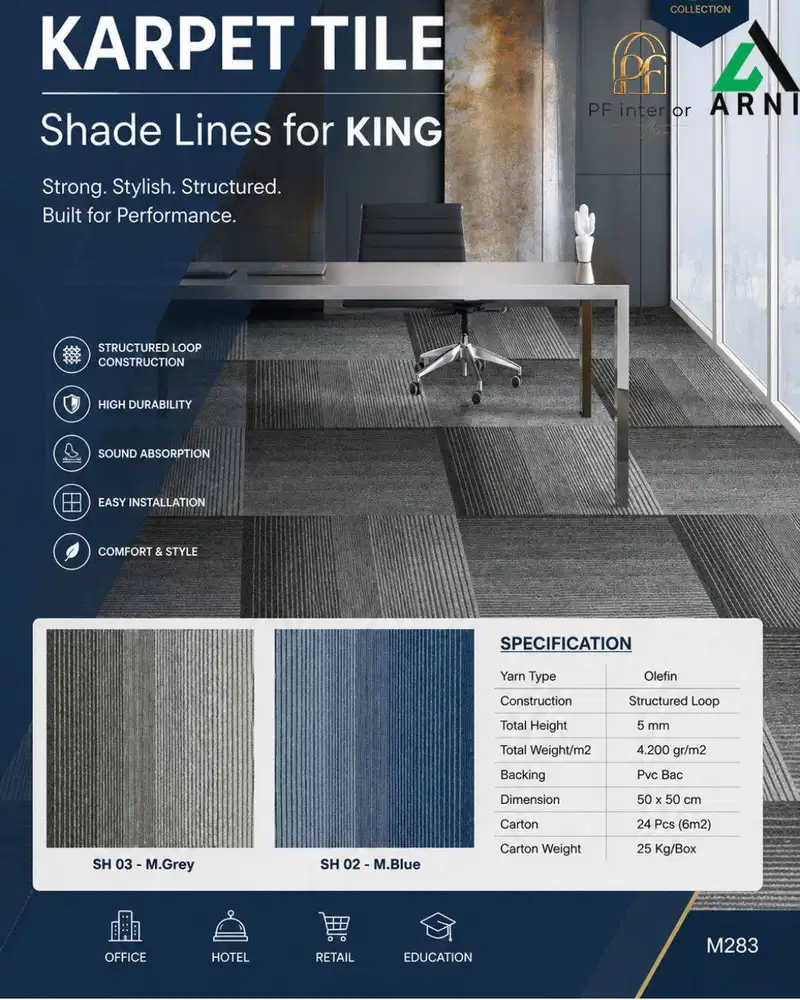 Karpet Tile Shades Line I 50cm x 50cm I (6m2/box)