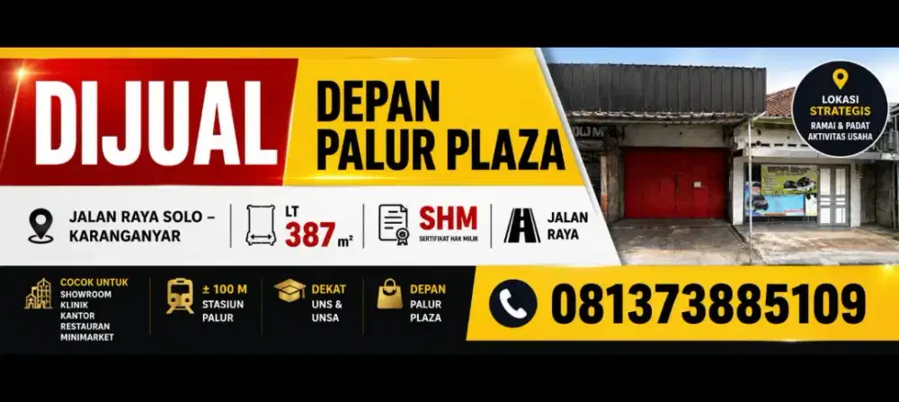 Di Jual Cepat Lahan Komersial Jalan Raya Solo- Karanganyar