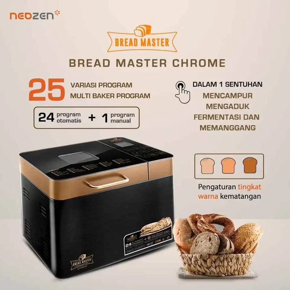 BREADMASTER CHROME - Bread Maker Pembuat roti Instant Touch Screen