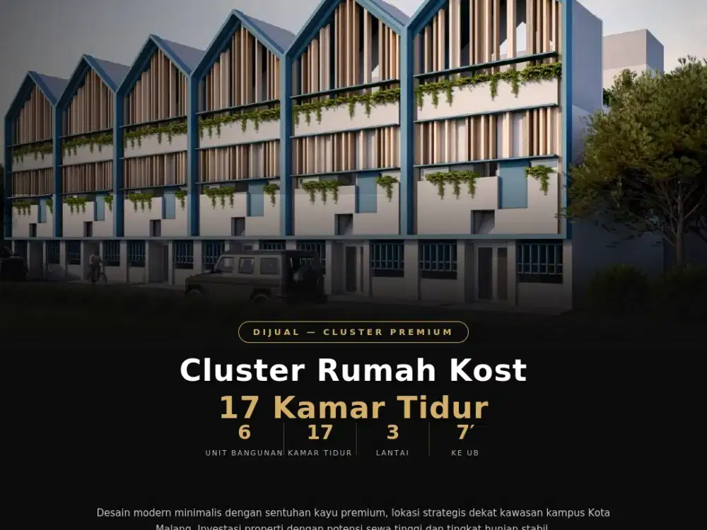Rumah Kost Dijual Merjosari Kota Malang Akses Dekat UB UIN UMM ITN Bangunan Baru Nyaman