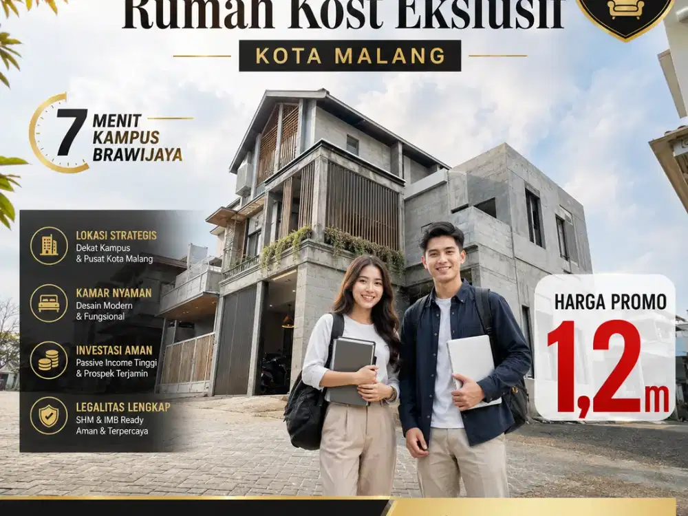 Rumah Kost Dijual Strategis Merjosari Kota Malang Dekat Kampus UB Desain Baru Siap Huni