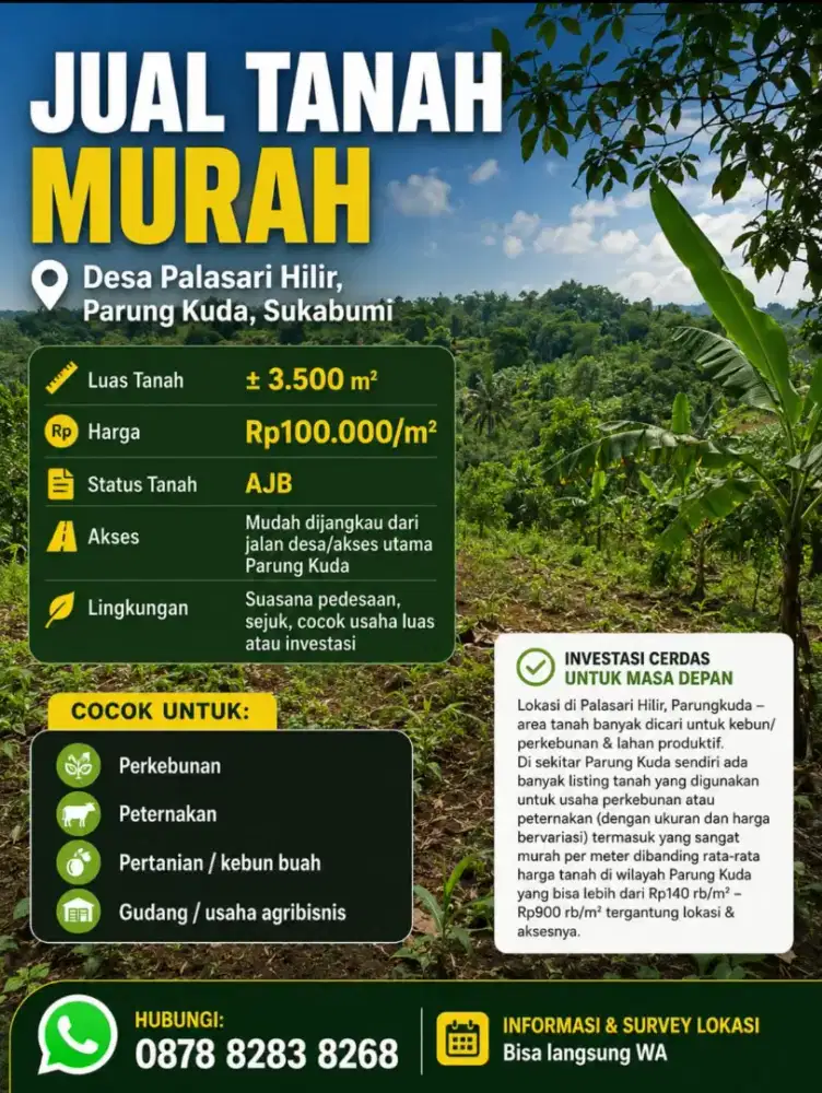 JUAL TANAH MURAH PARUNGKUDA SUKABUMI