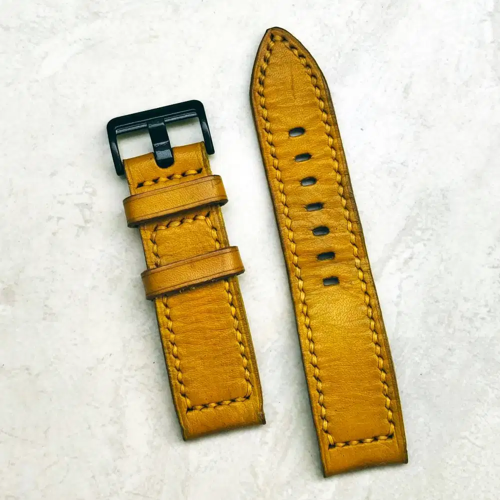 Tali Jam Tangan Leather Strap Kuning Mustard Yellow Kulit Asli