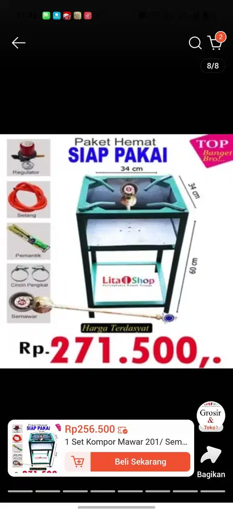 Tungku Kompor Gas Semawar 1 set komplit