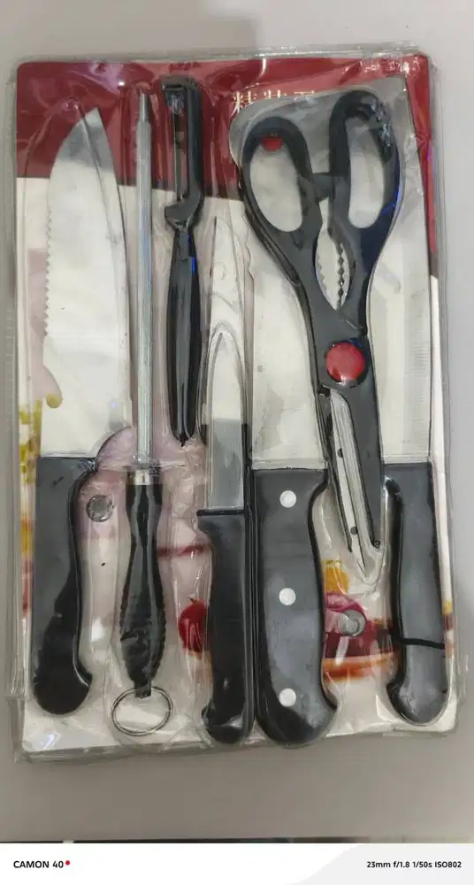 pisau murah set isi 8pcs pisau daging, gunting, asahan pisau, pisau
