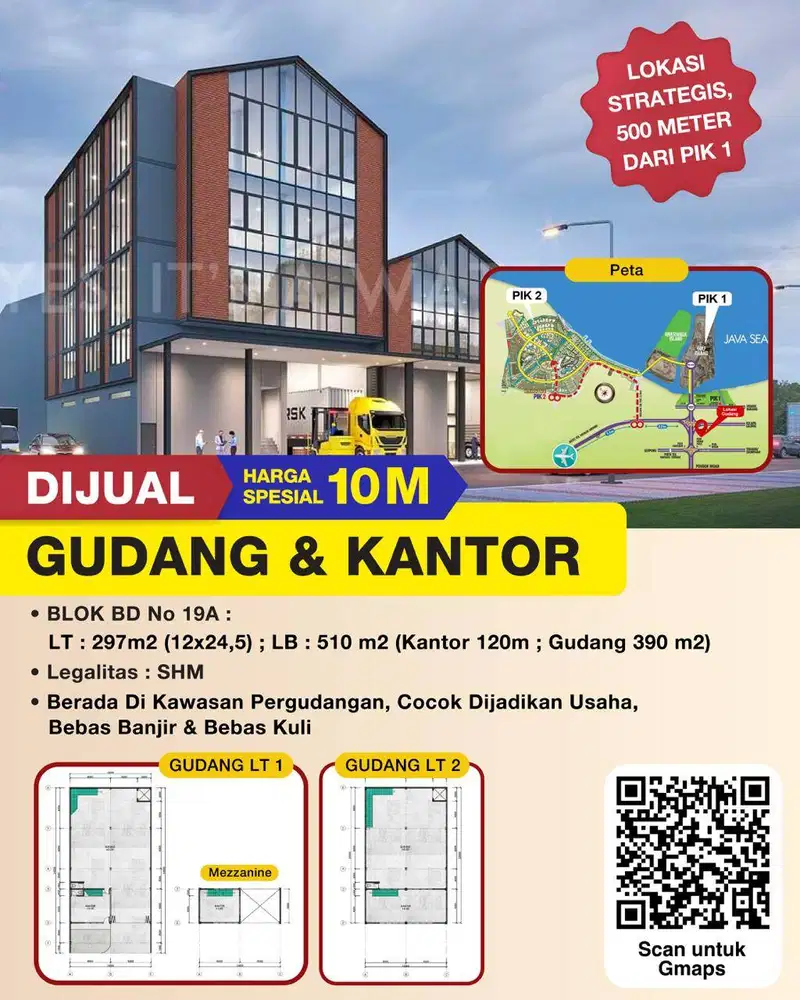 DIJUAL GUDANG dan KANTOR STRATEGIS