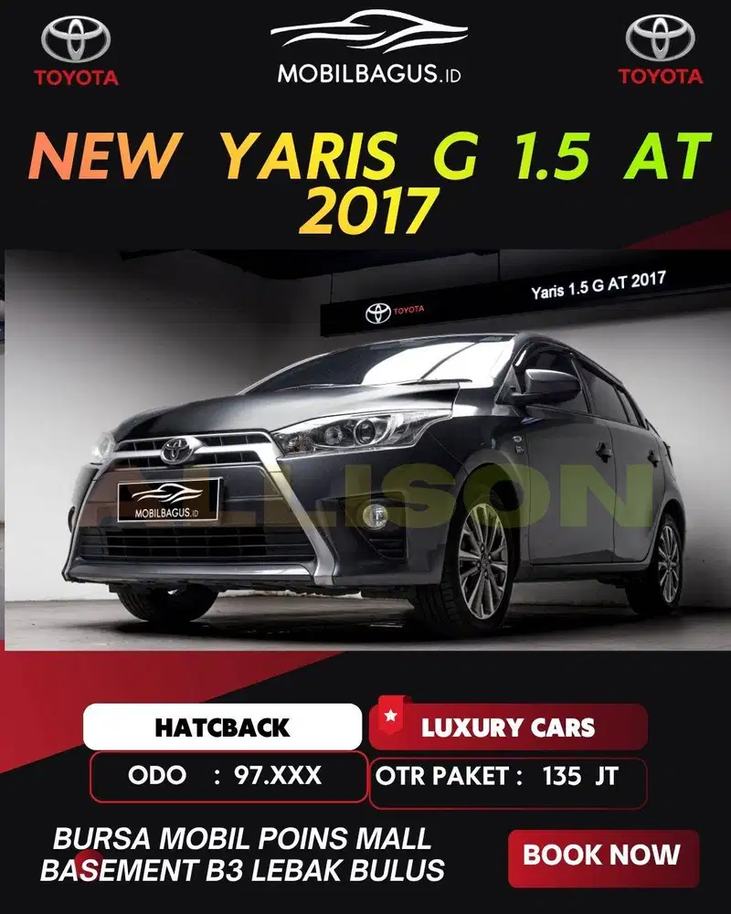 [ON DEMAND!!!] Toyota Yaris 1.5 G AT 2017 NoPol Genap