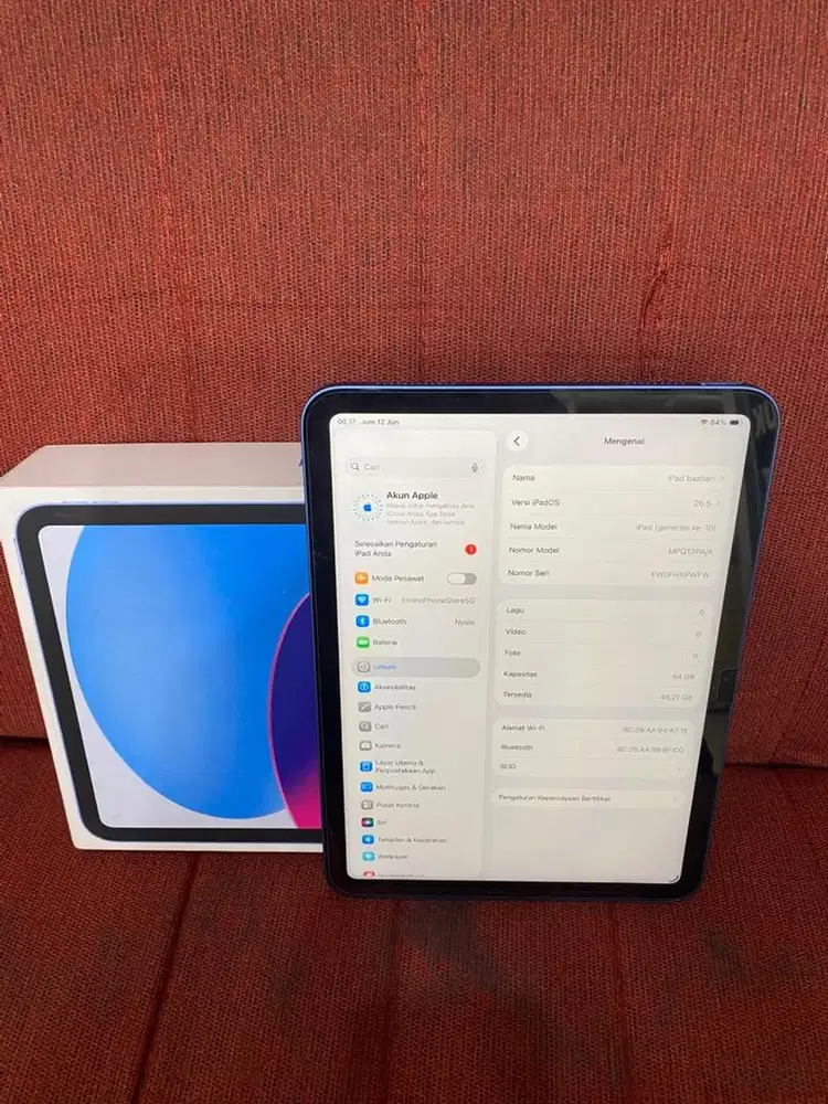 ipad gen 10 64gb second ibox like new