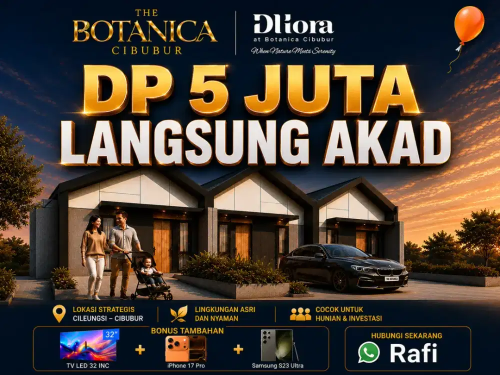 Rumah siap Huni DP 5 JUTA ALL IN Terbatas Free Bonus Tambahan Samsung S23 Ultra