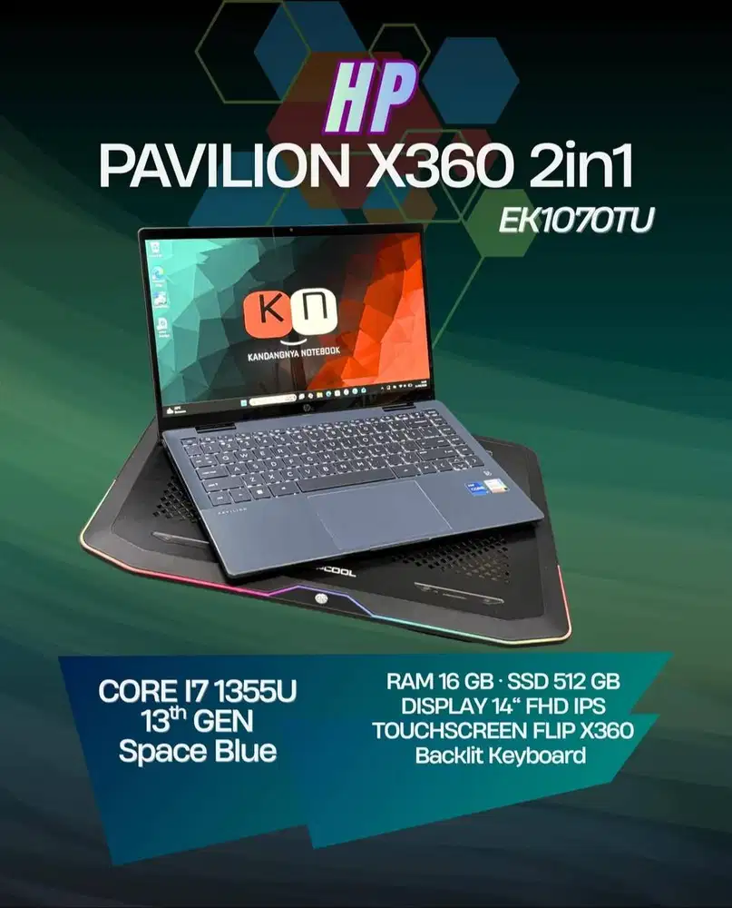 Hp Pavilion X360 EK1070TU Core i7 1355U RAM 16GB 512GB Layar 14inch