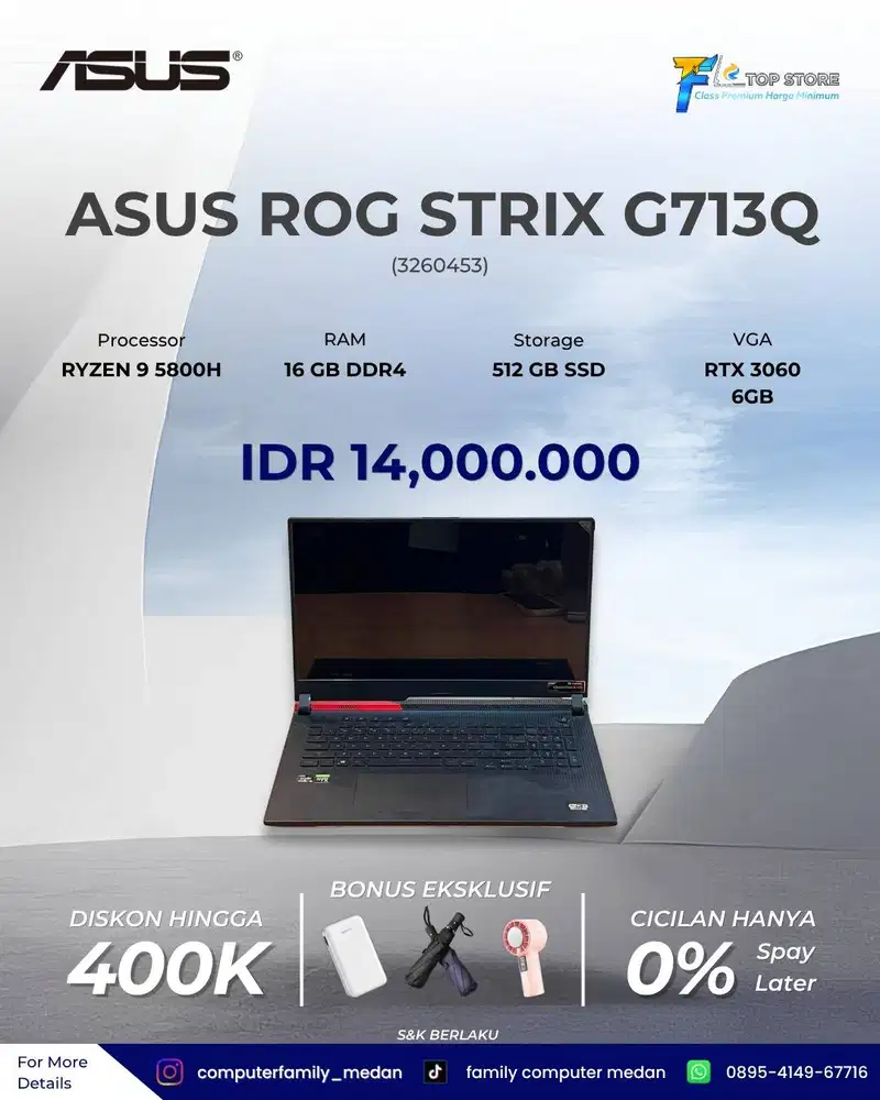 ASUS ROG STRIX G713QM AMD RYZEN 9-5800H RAM 16GB SSD 512GB RTX 3060 6G