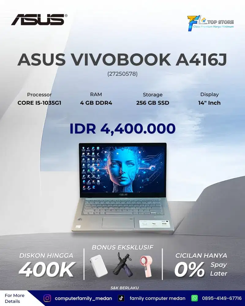 ASUS VIVOBOOK A416JAB INTEL CORE I5-1035G1 4GB/256GB SSD