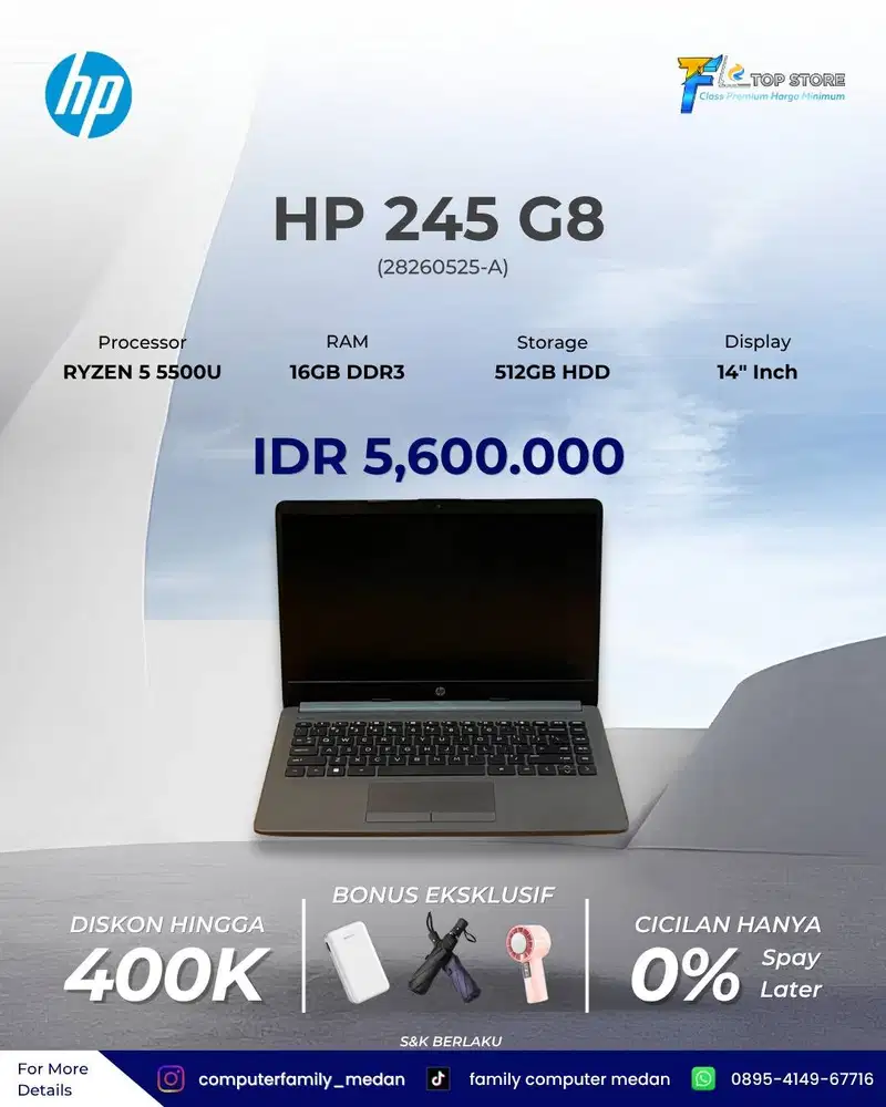 HP 245 G8 AMD RYZEN 5 5500U 16/512GB SSD