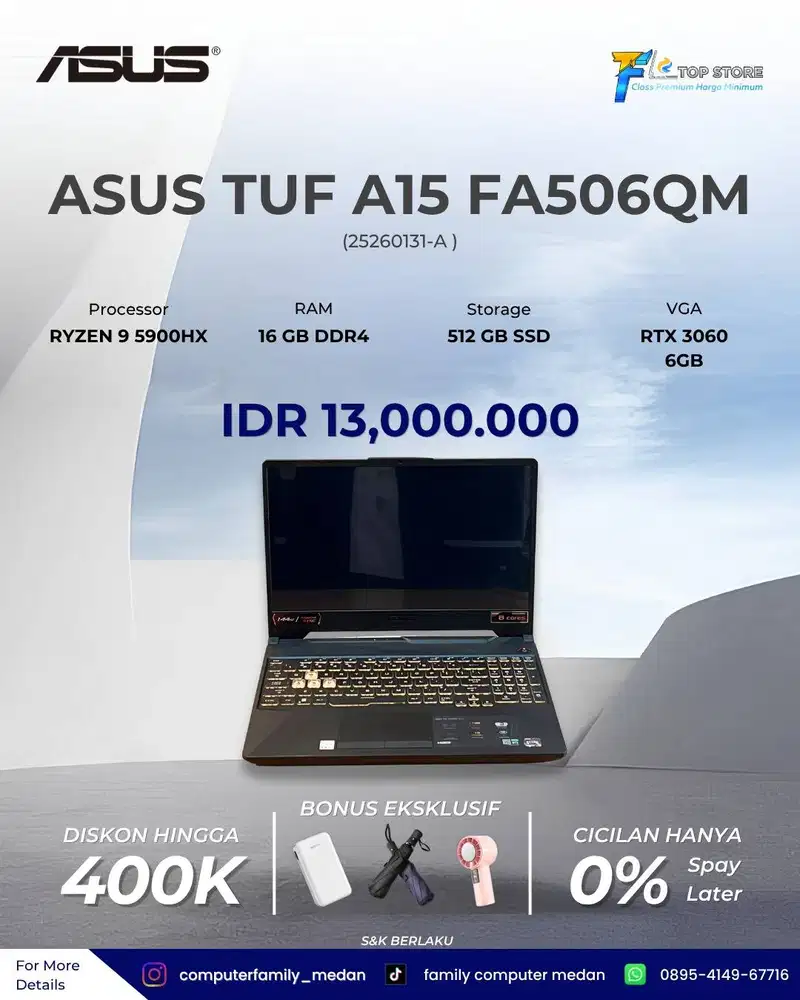 ASUS TUF GAMING A15 FA506QM AMD RYZEN 9 5900HX SSD 512/16 GB RTX 3060