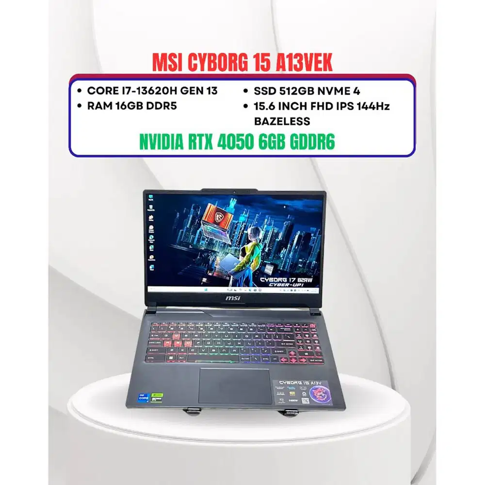 MSI CYBORG 15 A13VEK CORE I7-13620H RTX 4050 RAM 16GB SSD 512GB 144Hz