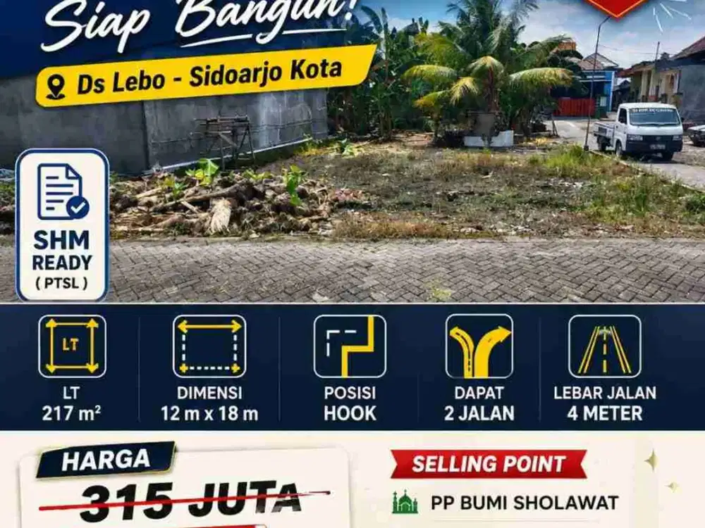 Tanah Pekarangan HOOK Murah siap Bangun di Desa Lebo, Sda Kota
