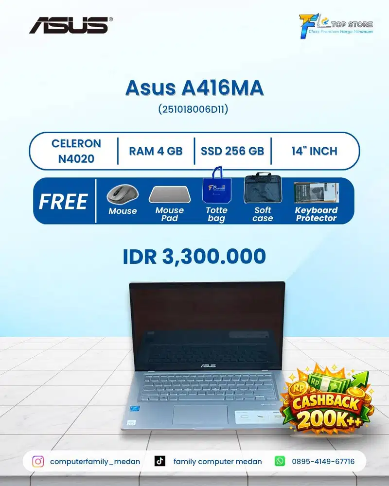 ASUS X415MA CELERON N4020,4/256 SSD/BACKLITE