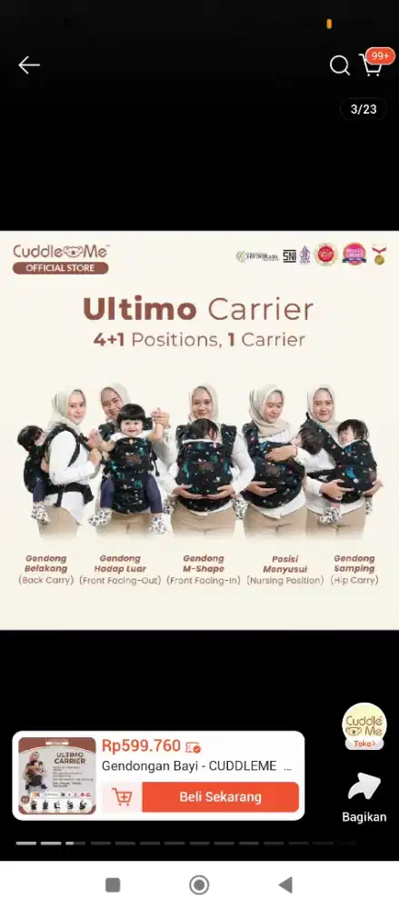 CUDDLE ME GENDONGAN BAYI 4in1
