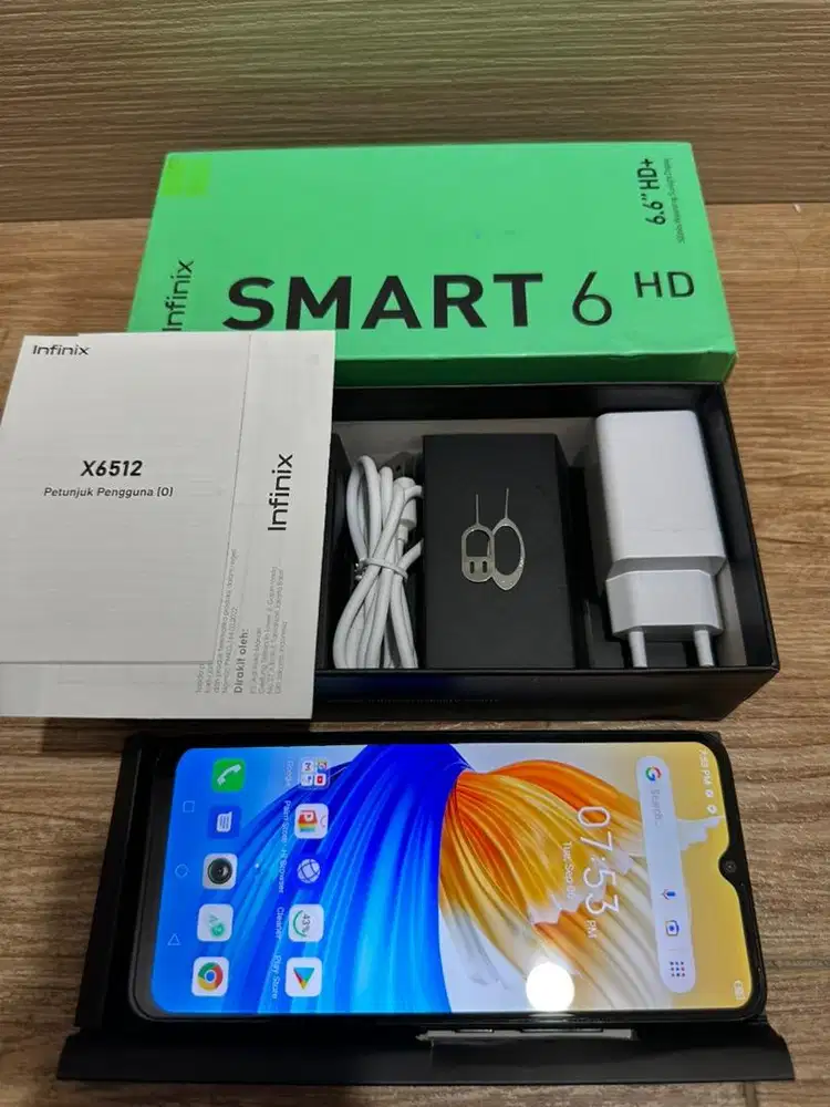 Infinix smart 6 HD black fullset bonus tampered glass & case