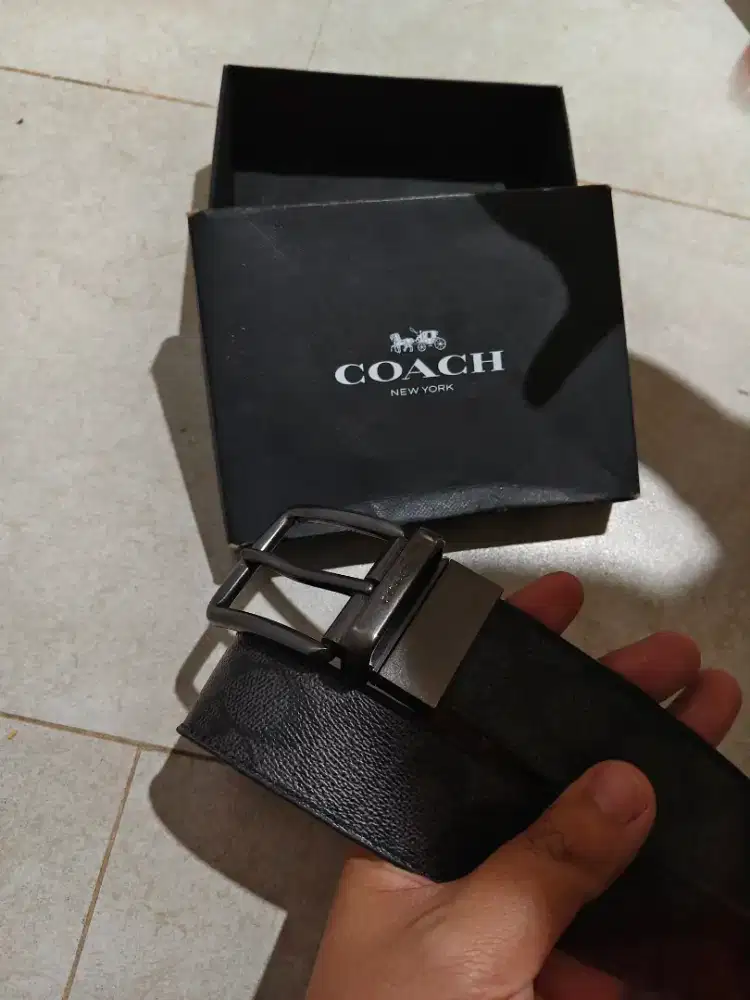 Gesper coach hitam belt pria wanita