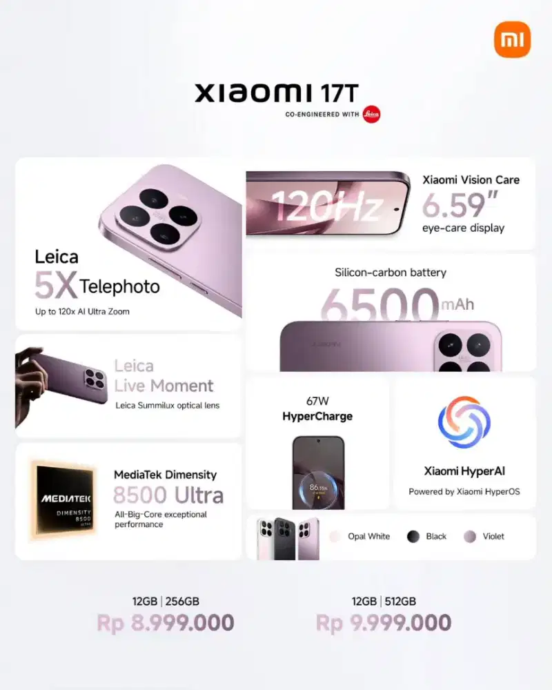 NEW PRODUK XIAOMI 17T DENGAN KAMERA LEICA KREDIT TANPA DP