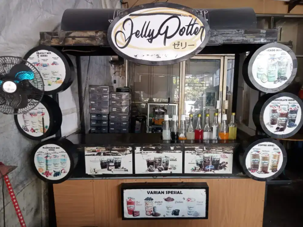 Gerobak jelly potter dan perlengkapan