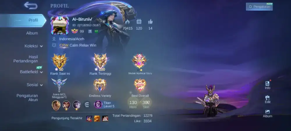 Jual Akun Mobile Legend ML