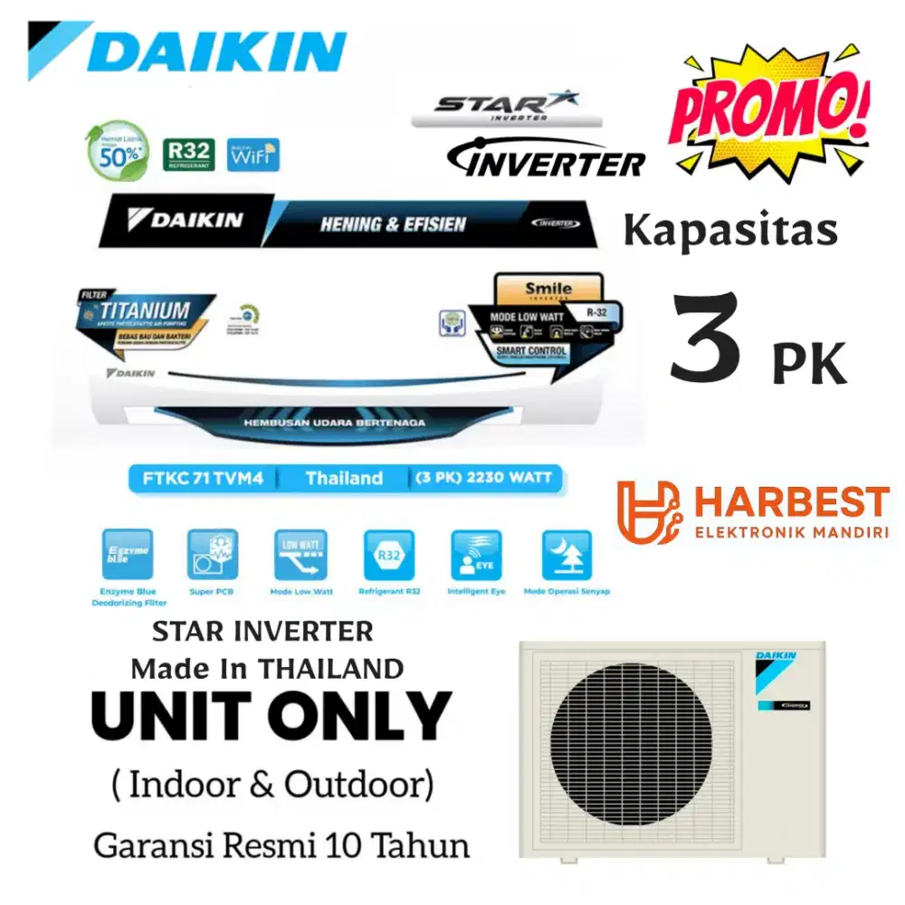 DAIKIN AC 3 PK STAR INVERTER THAILAND Thailand Star Inverter STKC71TV