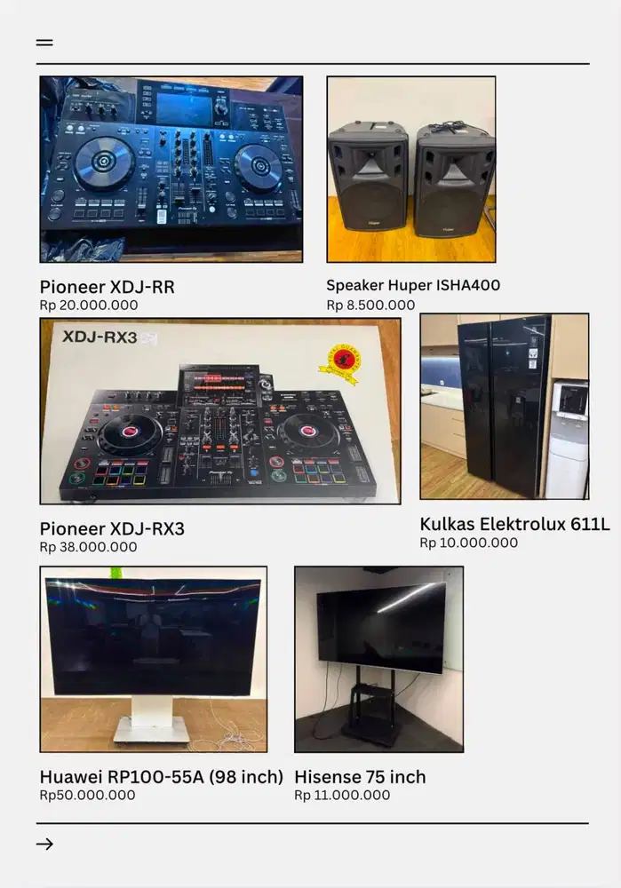 Jual Peralatan Kantor Bekas Murah - Meja, Kursi, Kamera, DJ, Lighting