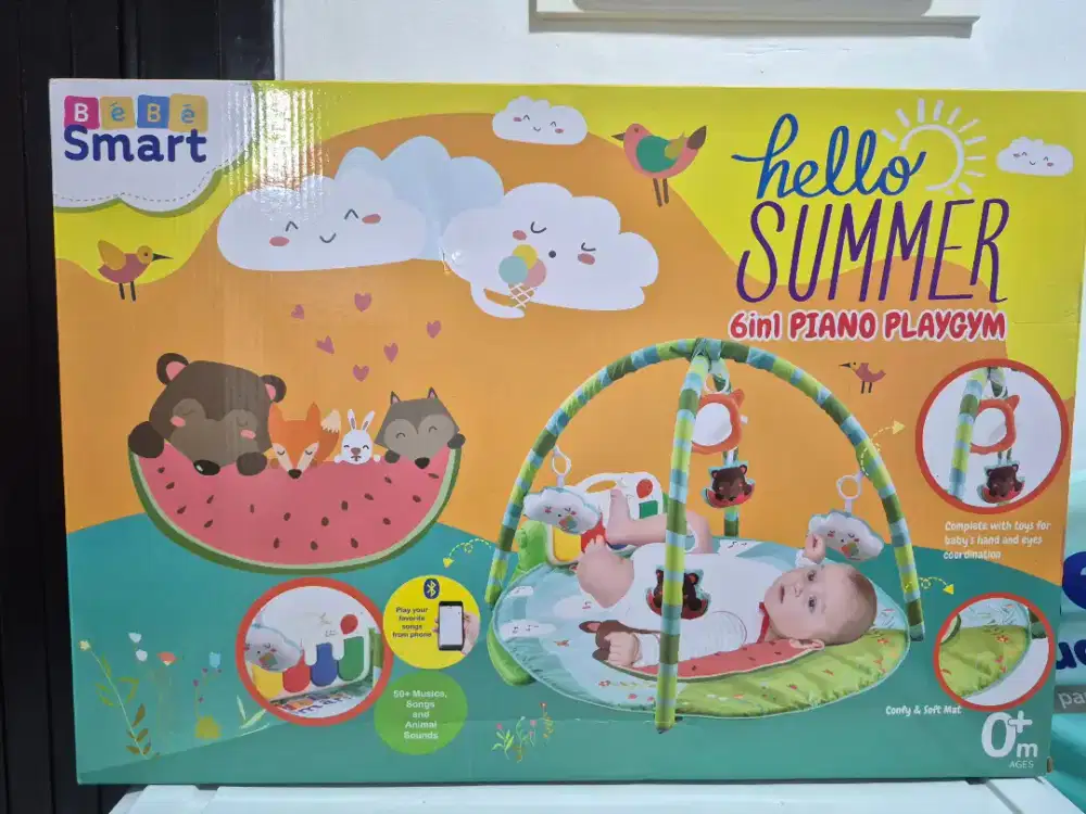 Mainan anak anak bayi bebe smart 6 in 1 piano playgym playmat anak