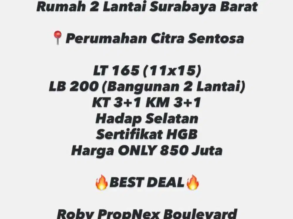 MURAH Banget, Rumah Citra Sentosa Lakarsantri dkt Mansion Nine Citraland