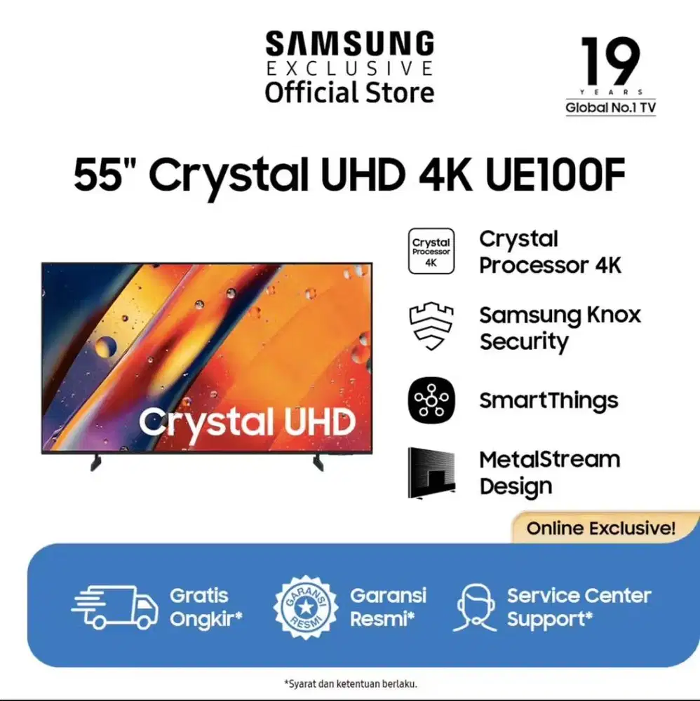 Samsung 55 Crystal UHD 4K UE100F 4K Smart TV - UA55UE100FKXXD