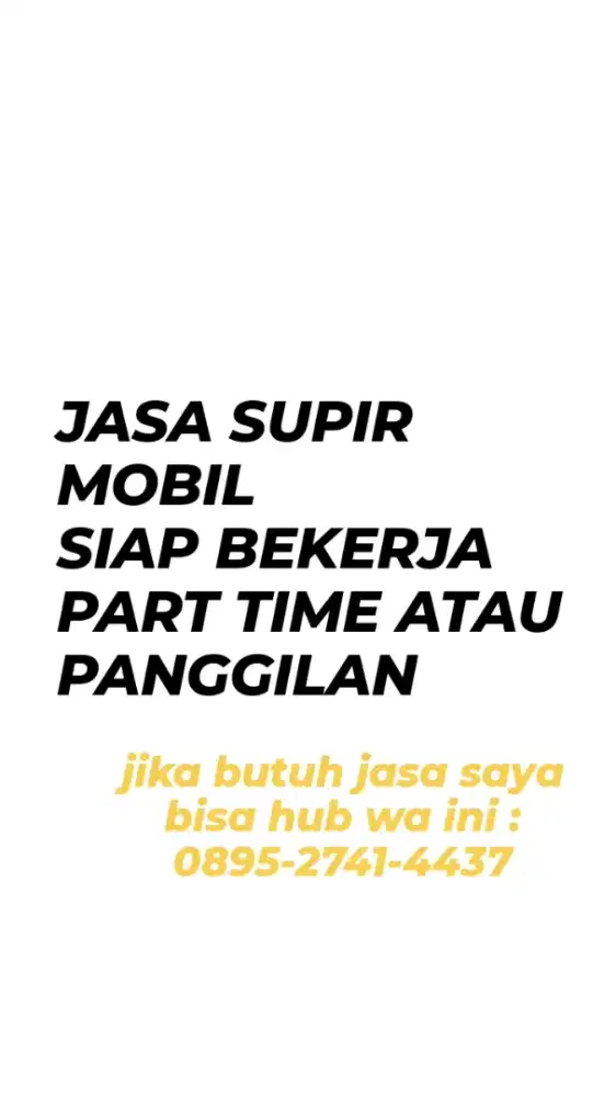 BUKA JASA JADI SUPIR