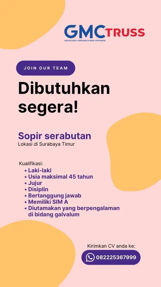 Lowongan supir serabutan