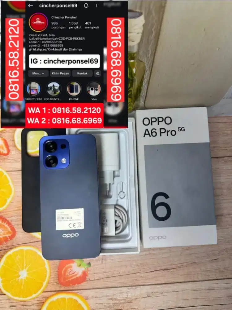 Jual hp likenew Oppo A6 Pro 5g 8/256 mulus istimewa grsn sampai 2027