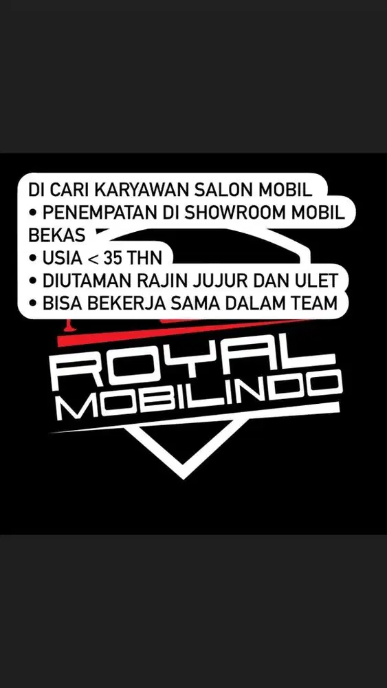 Dibuka Lowongan Kerja  Salon mobil/ Bersih Mobil