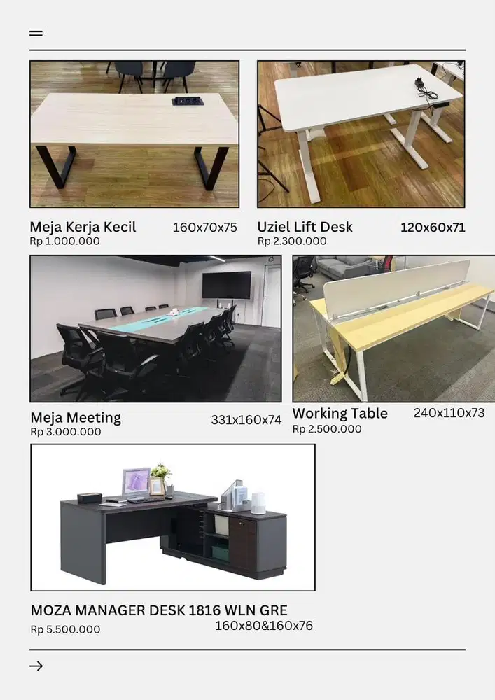 Jual Peralatan Kantor Bekas Murah - Meja, Kursi, Kamera, DJ, Lighting