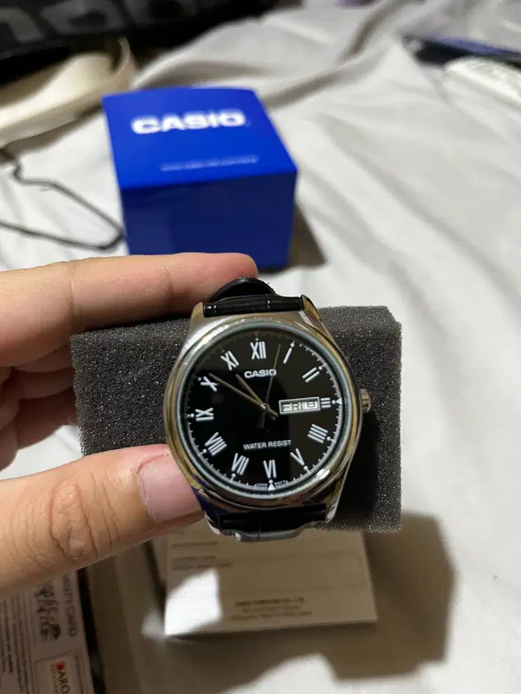 Jam Tangan Casion - General MTP-V006L-1B Black Dial Black Leather