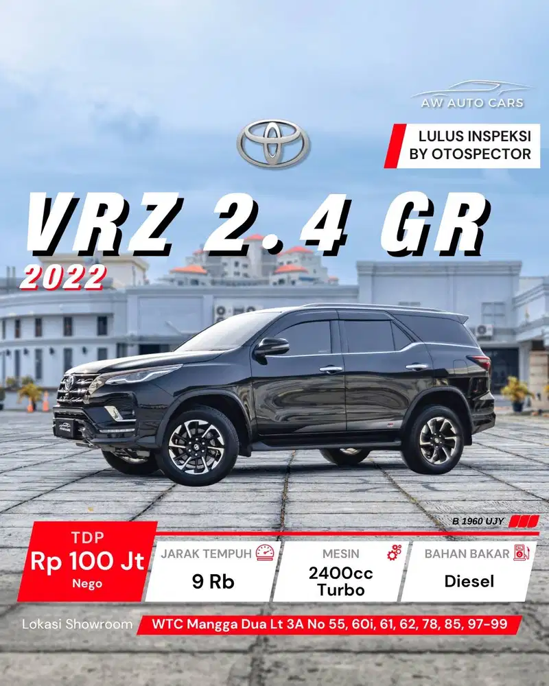 [KM 9 RB] Toyota Fortuner VRZ 2.4 GR NIK 2022 TRD 2021 2.8 GR 2023