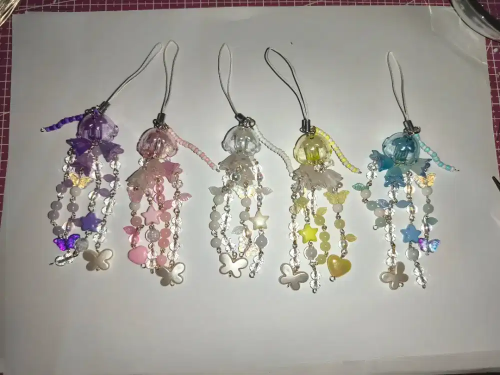Handmade jellyfish phone strap