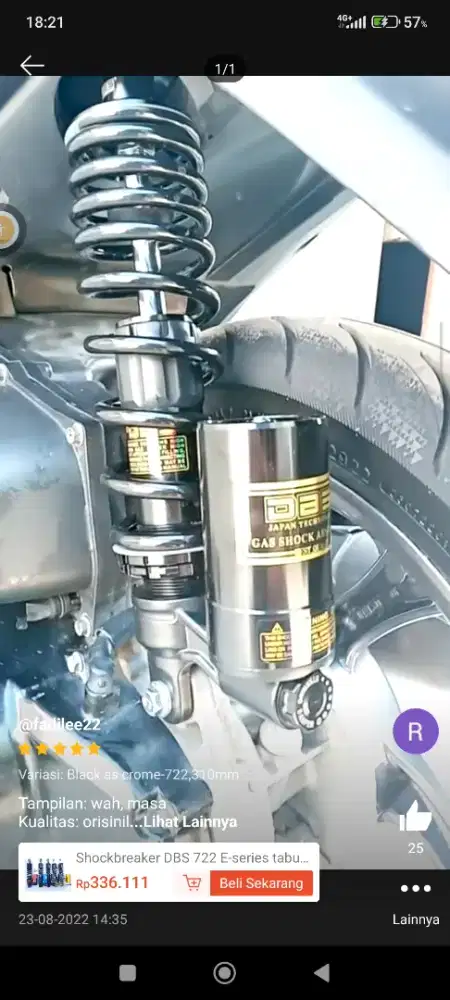 Shock belakang tabung bawah  DBS E series 722