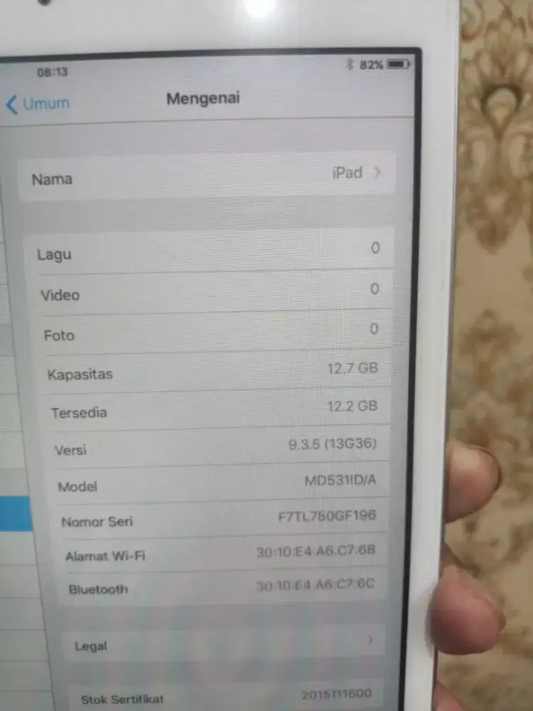 ipad mini 1 16gb wifi only ex ibox mlus  normal smua unit sm cas