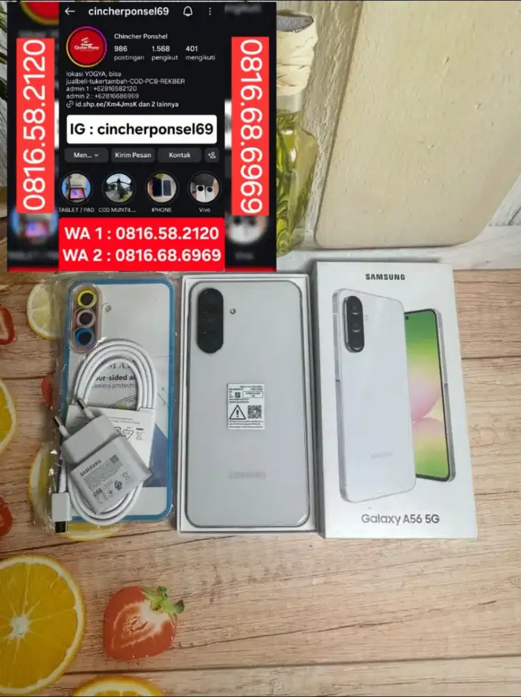 Jual hp SAMSUNG A56 5g 12/256 istimewa LIKENEW grns 2027 free adaptor
