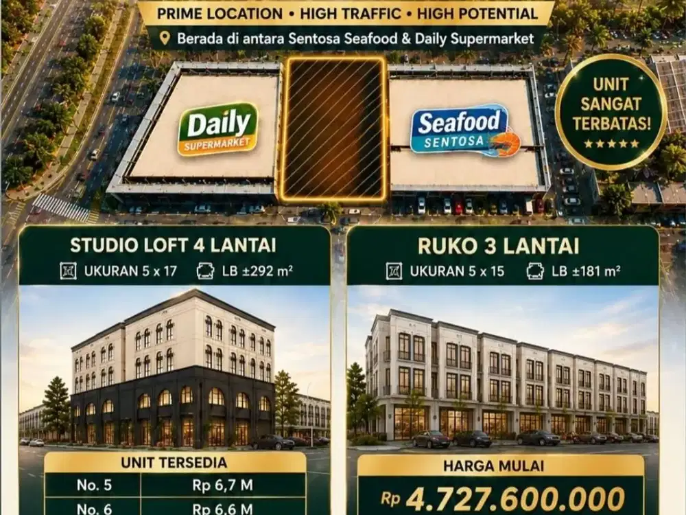 4 UNIT TERCEPAT! RUKO STUDIO LOFT MAGGIORE JUNCTION PALING DINANTI SAMPING SENTOSA SEAFOOD